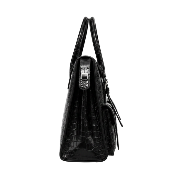 Italian Croco Leather Front Pocket Briefcase Bag