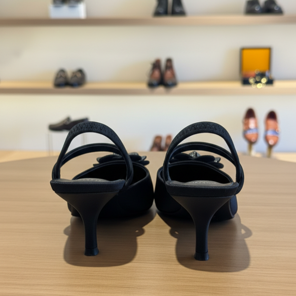 Italian Pointed Toe Kitten Heel Slingback Sandals Heels