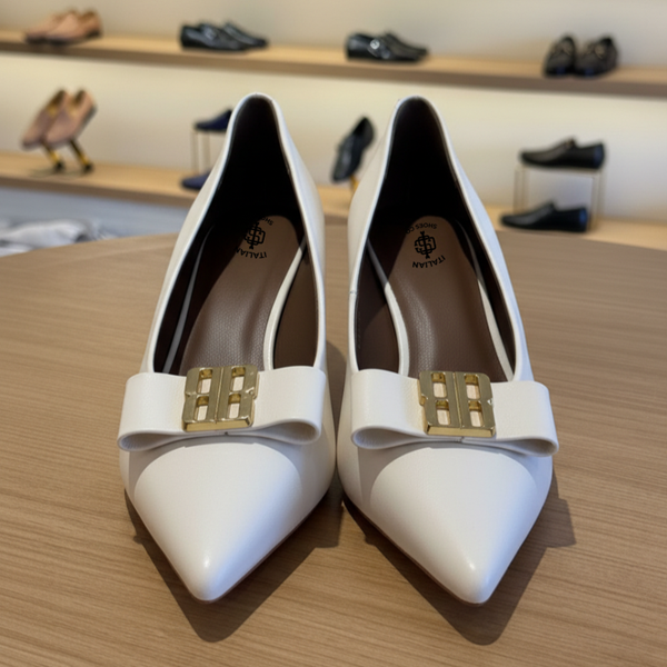 Italian Pointed Closed toe Bow Kitten Heeled