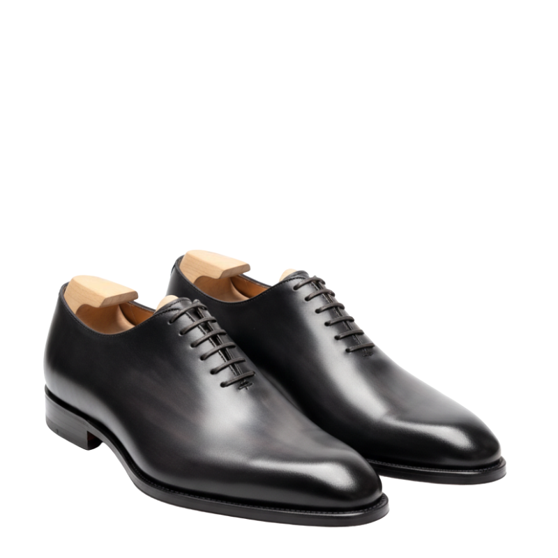 Italian Sleek Wholecut Oxford Shoes 12/46 / Black / Leather Sole