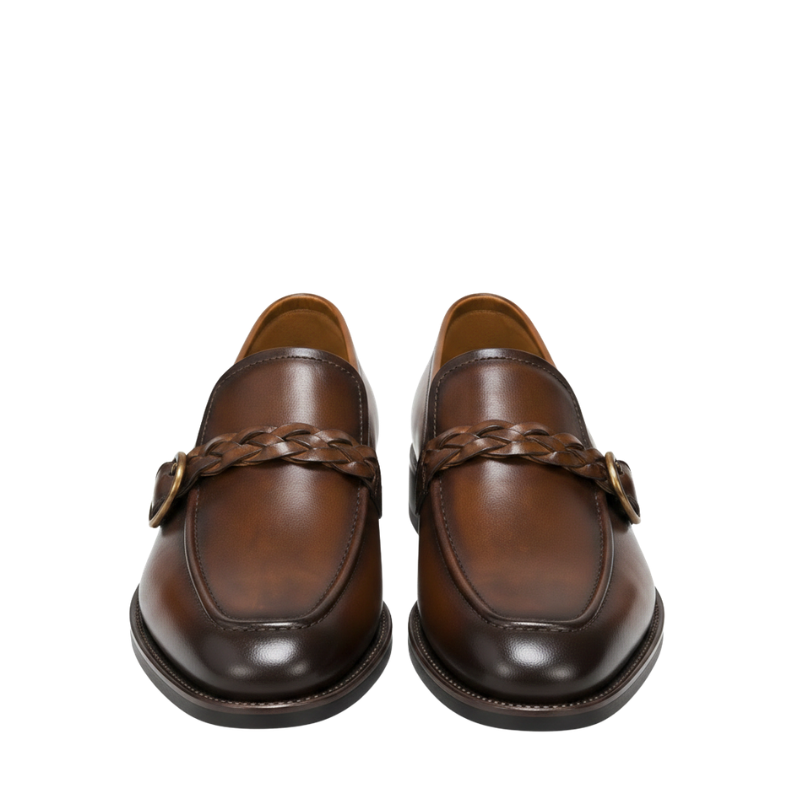 Italian Braided Luxe Buckle Leather Loafers