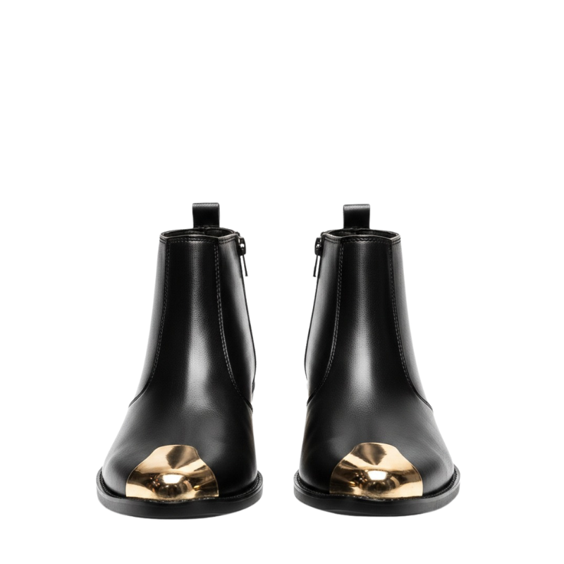 Italian Craft Golden-Toe Ankle Boots