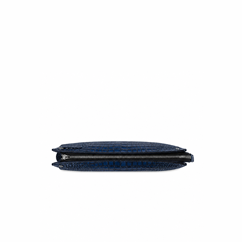 Italian Croc Executive Zip Clutch