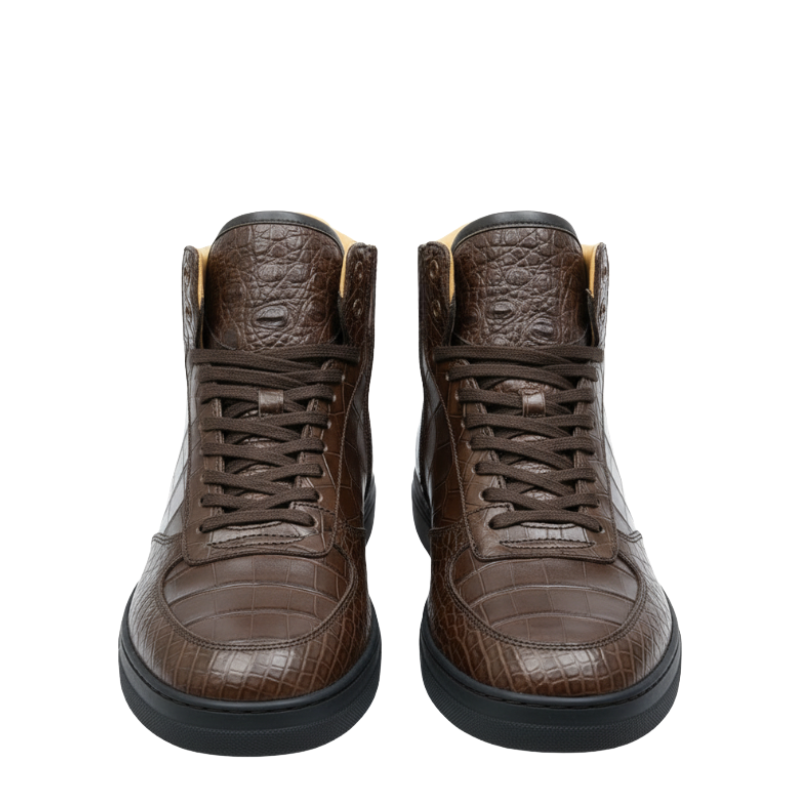 Italian Croc Texture High Top Sneakers