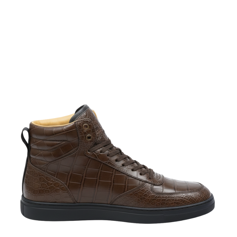 Italian Croc Texture High-Top Sneakers