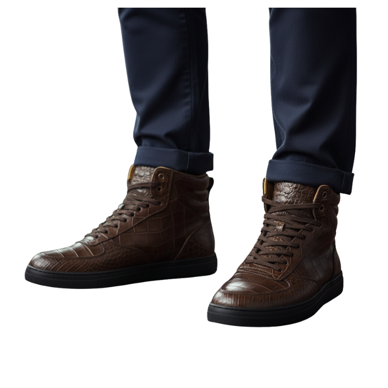 Italian Croc Texture High Top Sneakers