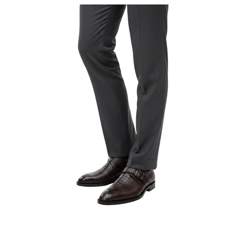 Italian Crocodile Texture Single Monk Strap Shoes