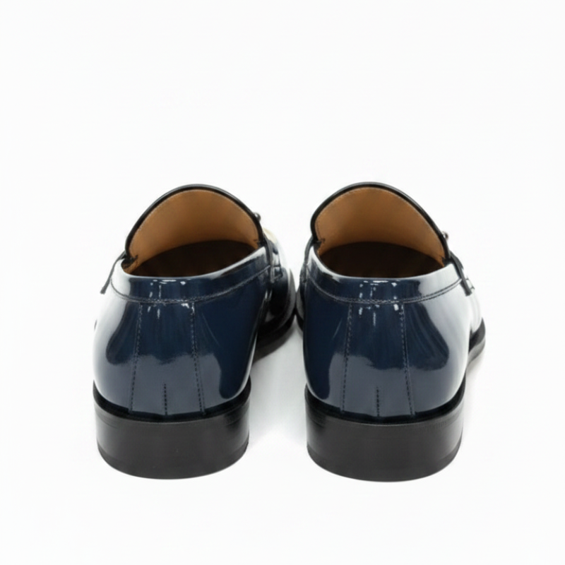 Italian Dual Tone Houndstooth Metallic Bar Loafers