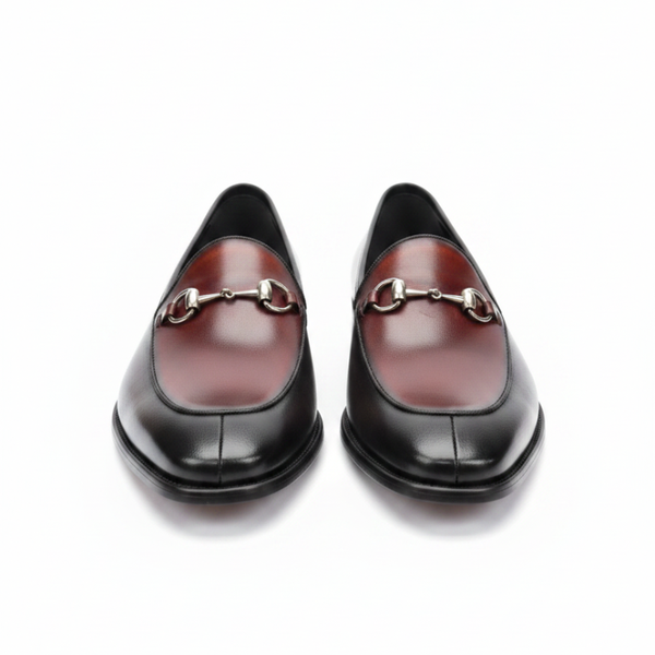 Italian Dual Tone Leather Horsebit Loafer