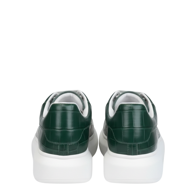Italian Emerald Grid Luxe Leather Sneakers