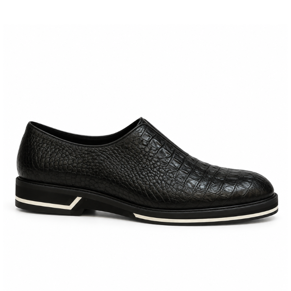 Italian Leather Sneaker with Stylish Hybrid Sole - Black