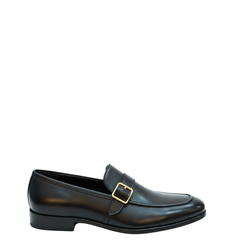 Italian Luxury Buckle Strap Leather Loafers