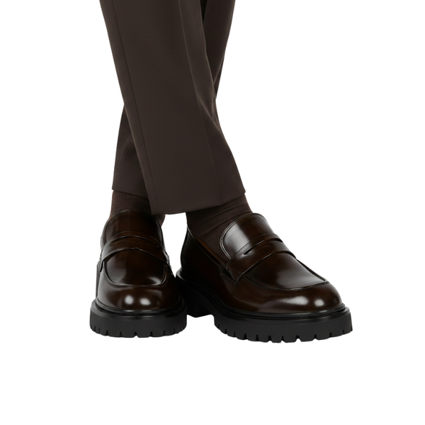 Italian Luxury Lug Soles Sturdy Penny Loafer