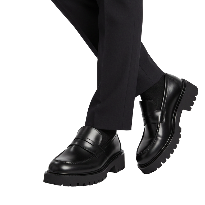 Italian Luxury Lug Soles Sturdy Penny Loafer