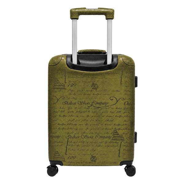 Italian Majestic Embossed Heritage Luxe Trolley Case - Olive