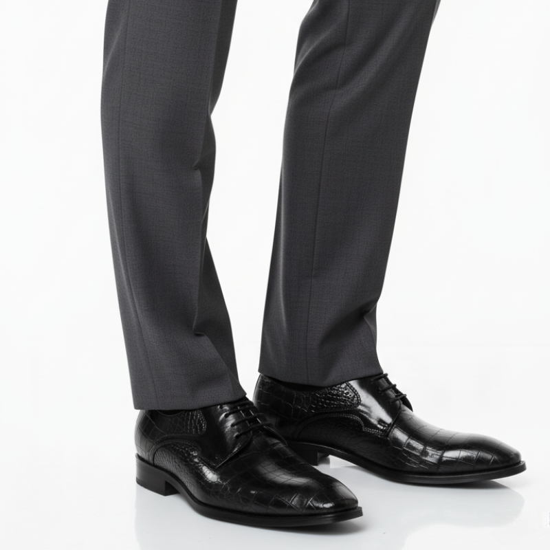 Imperial Rovello Croc Texture Derby Shoes
