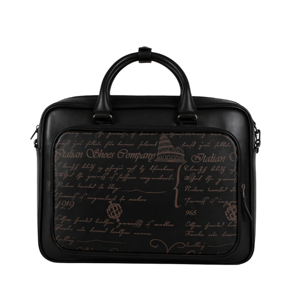 Italian Signature Script Luxury Leather Briefcase