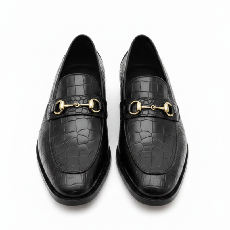 Italian Sophistication Croc Horsebit Leather Loafers