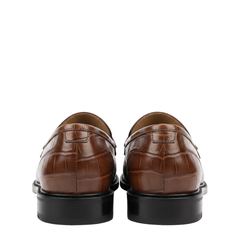 Italian Sophistication Croc Horsebit Leather Loafers