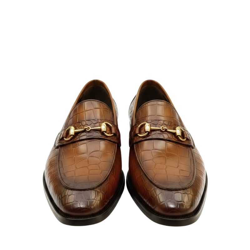 Italian Sophistication Croc Horsebit Leather Loafers