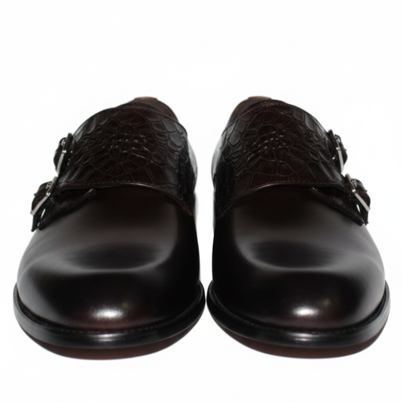 Italiano Croc Double Monk Strap Shoes