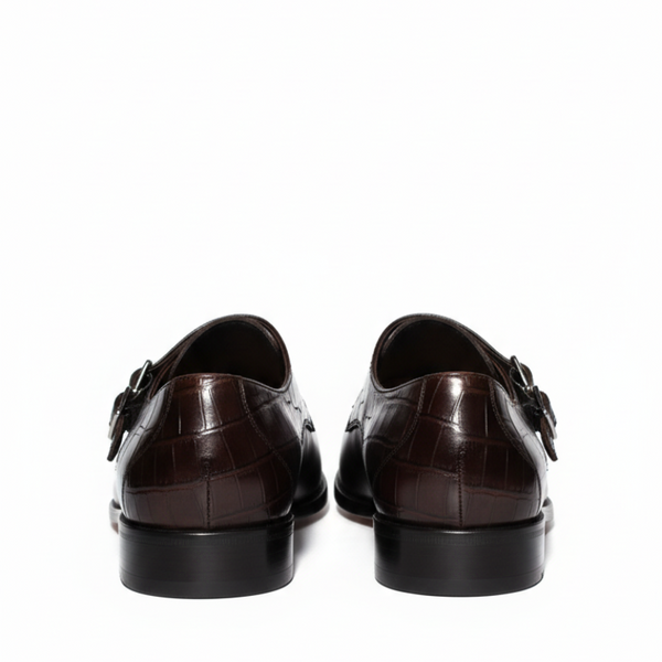 Italiano Croc Double Monk Strap Shoes