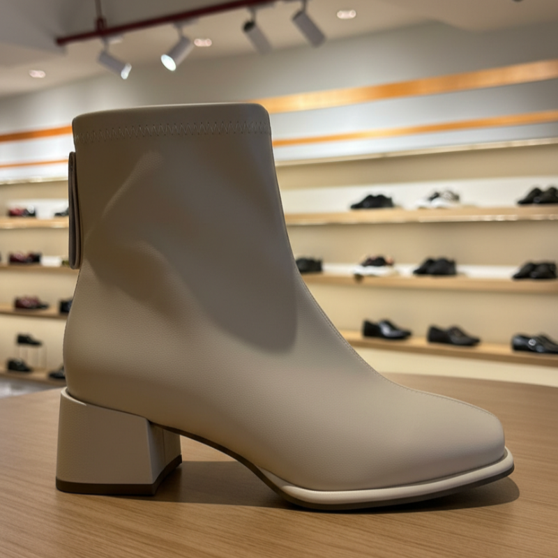 Ivory Luxe Block Heel Ankle Boots