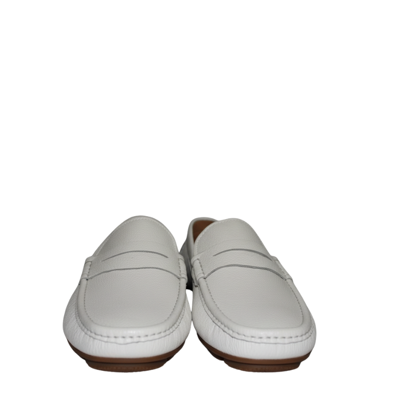 Ivory Pebble Penny Driving Loafers
