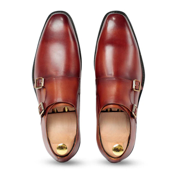 Classic Black Monk Strap Shoes