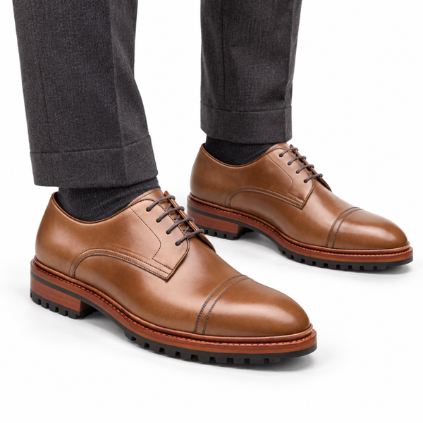 Junior Cap Toe Derby Shoe Natural Chromexcel Hand Welted New Age