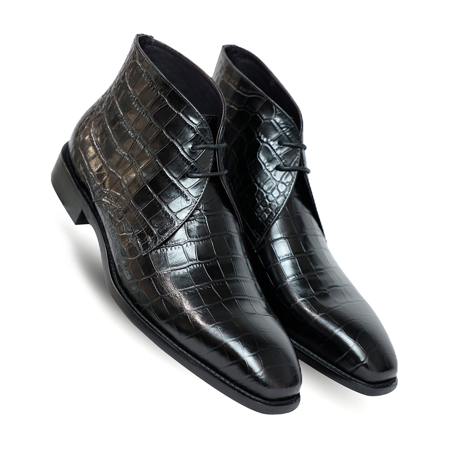 Black Croco Chukka Boots