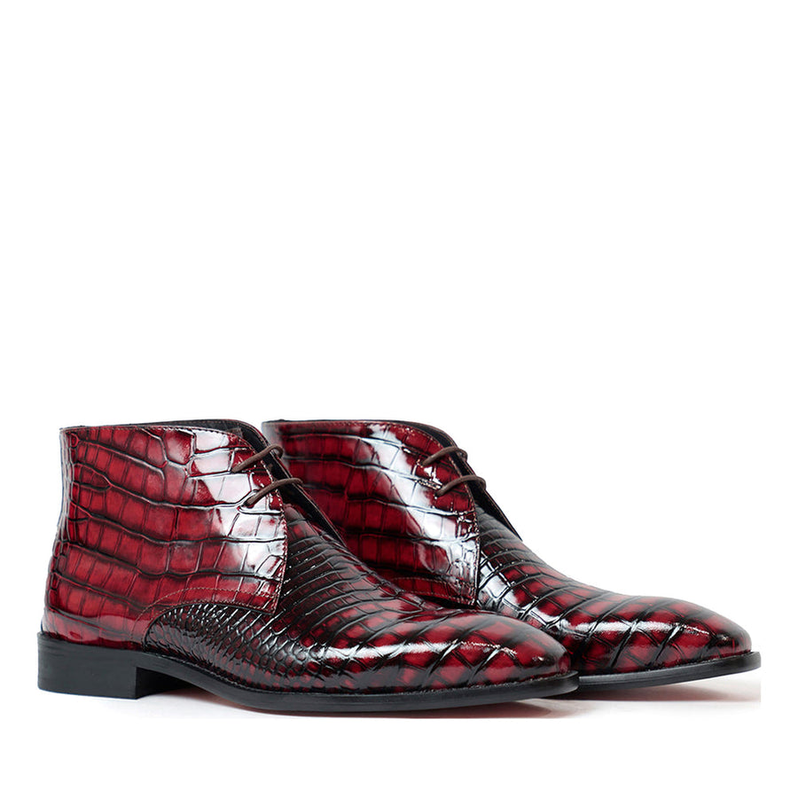 Cherry Patent Chukka Boots
