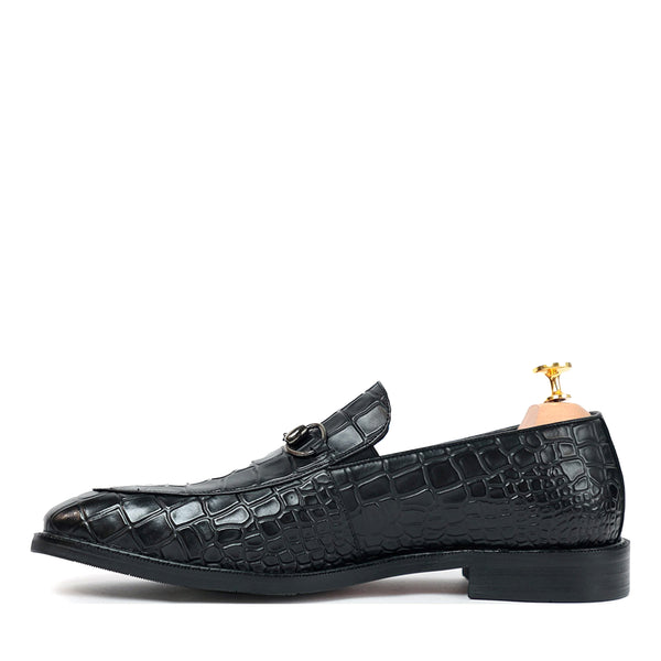Horse Bit Croco Slip On Loafers