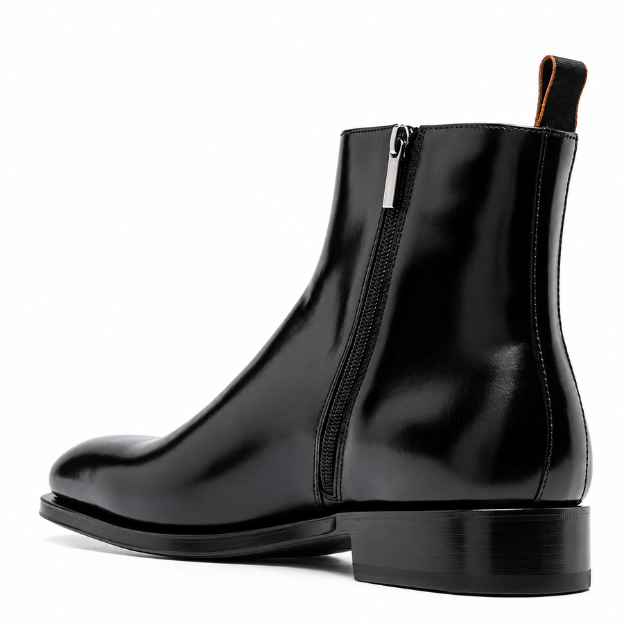 Leather Boots With Almond-Toe