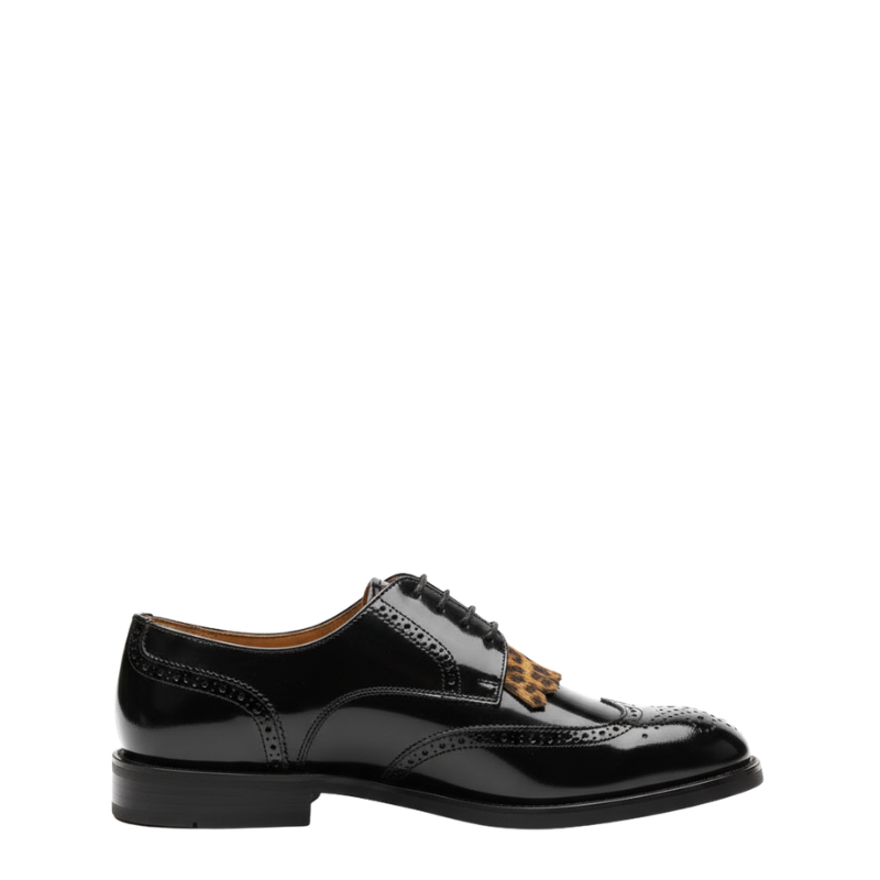 Leopard Accent Patent Oxford Shoes