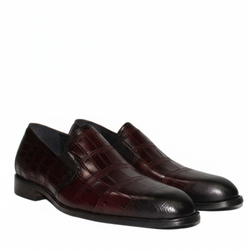 Lorenzo Croc Texture Slip-On Loafers