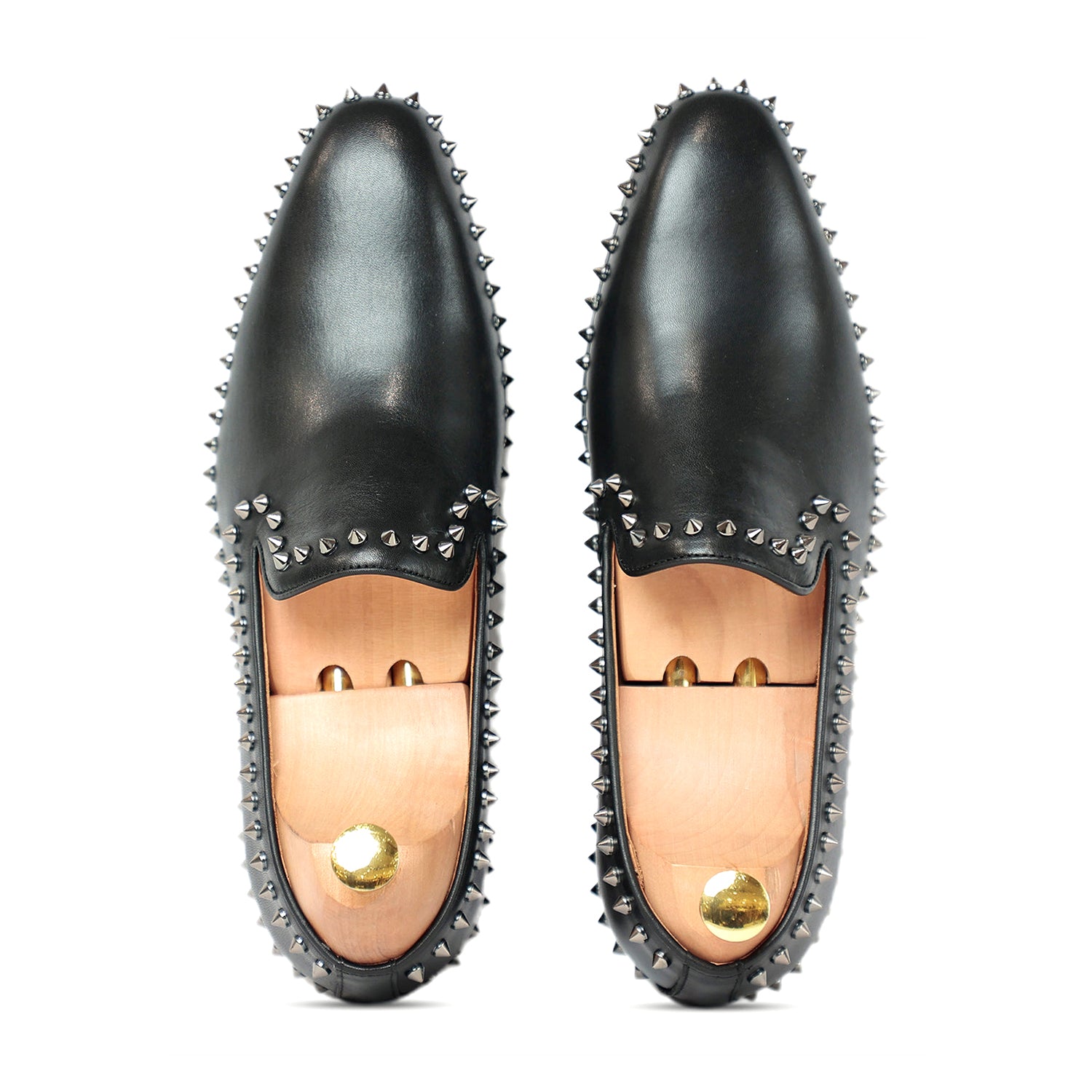 Black Studded Slip on Loafers