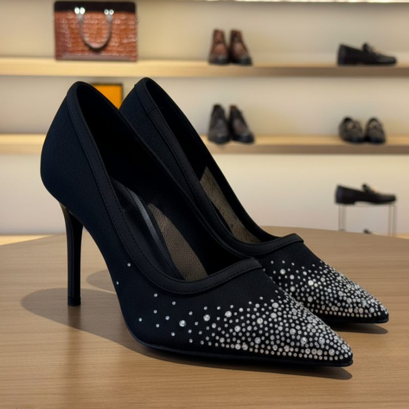 Luxury Crystal Pointed Toe Pumps High Heel