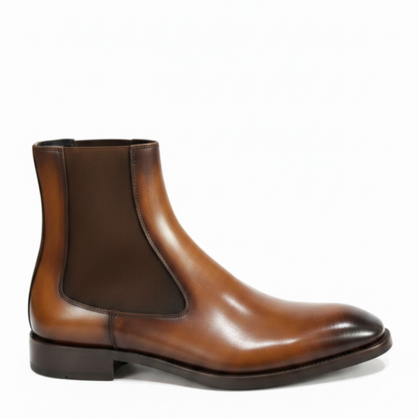 Luxury Polished Italian Leather Chelsea Boots
