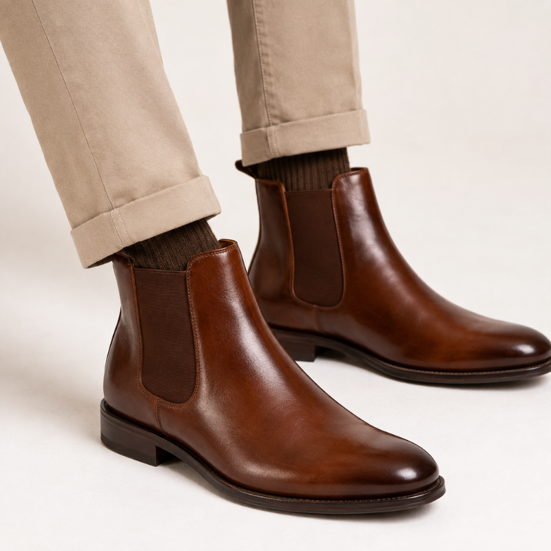 Luxury Artisan Leather Elastic Chelsea Boots