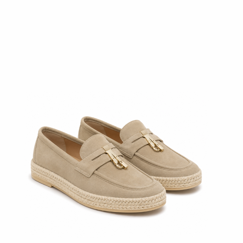 Luxury Artisan Suede Horsebit Espadrille Loafer