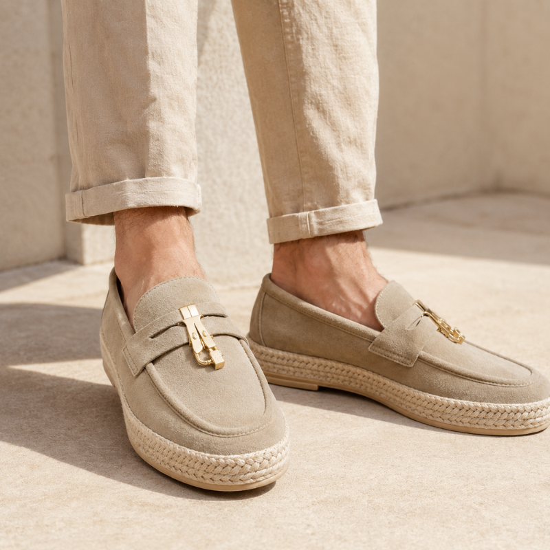 Luxury Artisan Suede Horsebit Espadrille Loafer