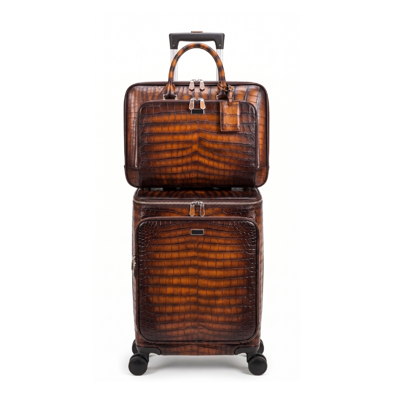 Luxury Croc Briefcase and Trolley Executive Luggage Set