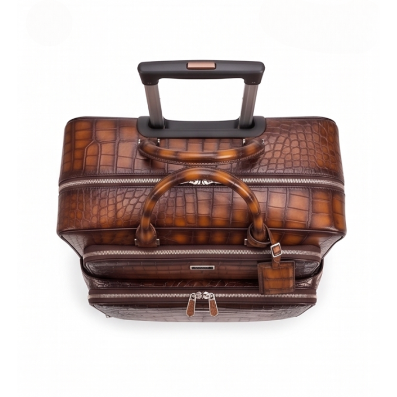 Luxury Croc Briefcase and Trolley Executive Luggage Set