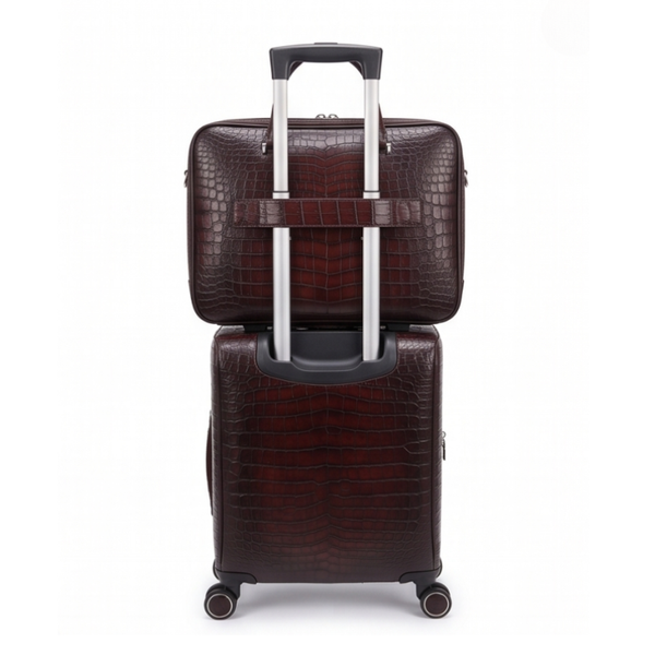 Authentic Crocodile leather Briefcase and Trolley Executive Luggage Set