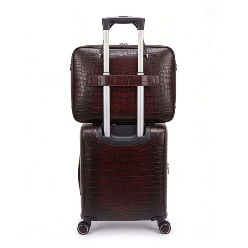 Luxury Croc Briefcase and Trolley Executive Luggage Set