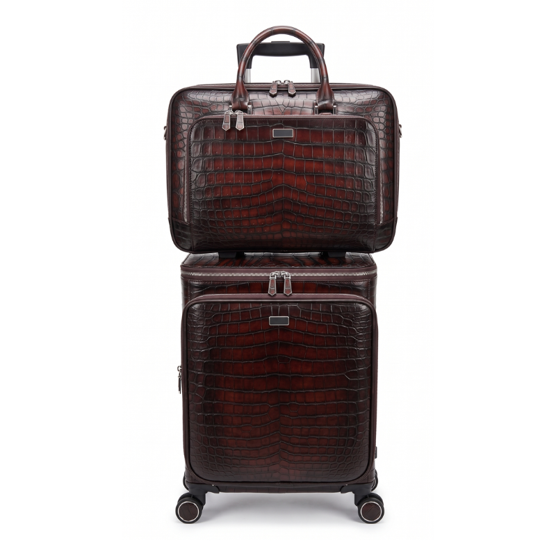 Luxury Croc Briefcase and Trolley Executive Luggage Set