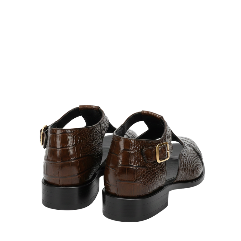 Luxury Croc Buckled Cut‑Out Sandal