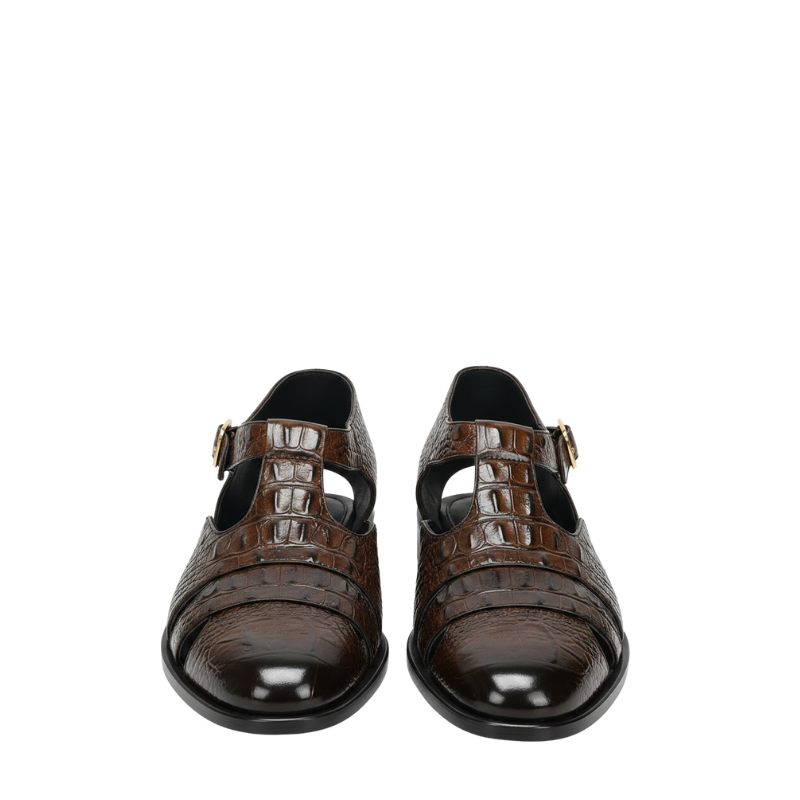 Luxury Croc Buckled Cut‑Out Sandal