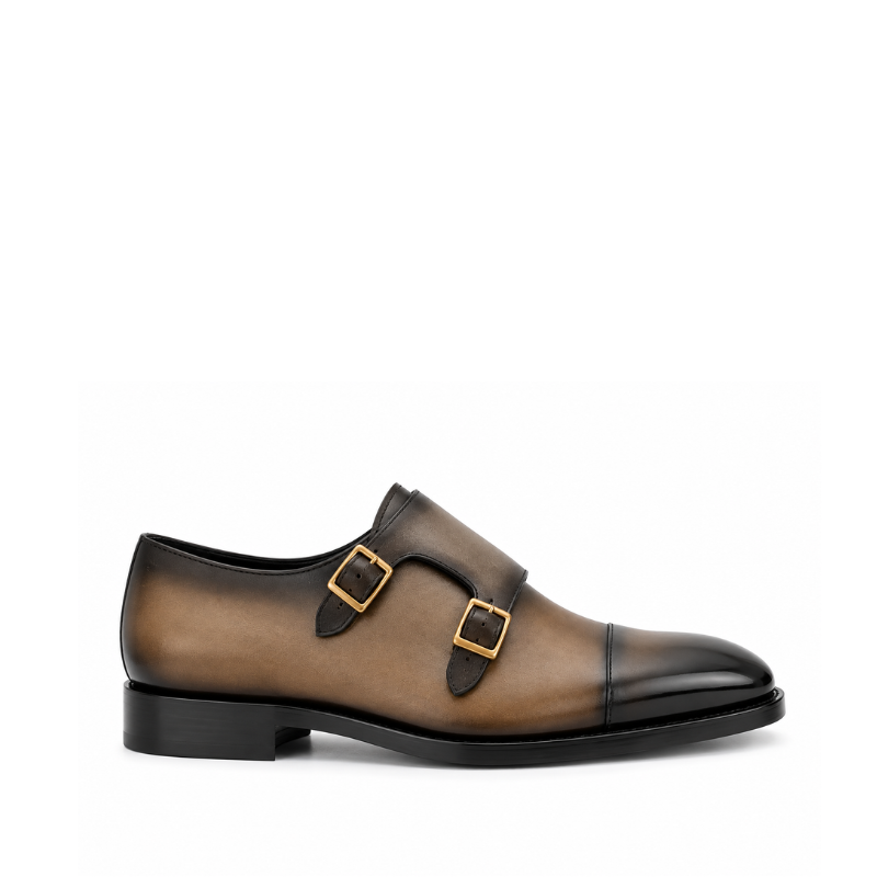 Luxury Dual Tone Double Monk Strap Shoe